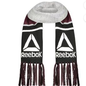 NWT Reebok Logo Fringe Scarf UNISEX MAROON/BLACK /GRAY WINTER TASSEL